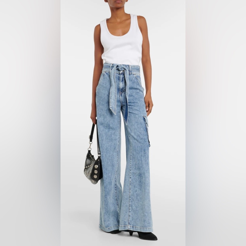 Veronica Beard Blue Flare Wide Leg Jeans